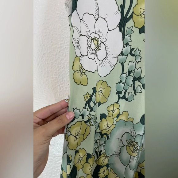 Pretty Good Made in USA Green Floral Collared Sleeveless Mini Dress Women’s S - Picture 6 of 11